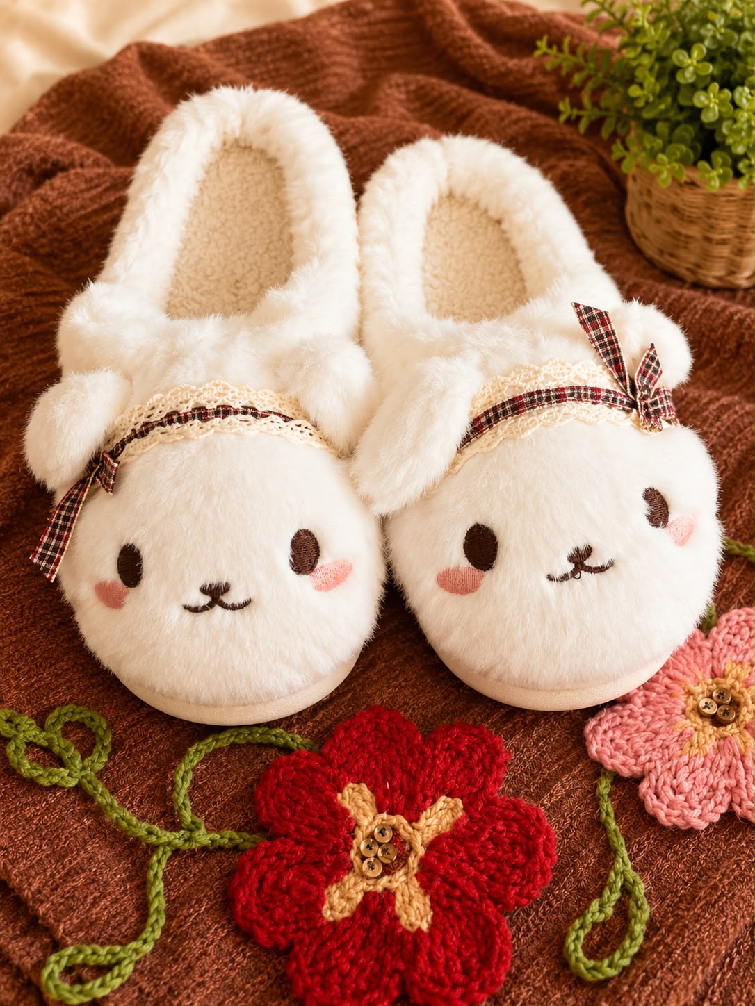pantuflas-conejito-de-plush-blancas