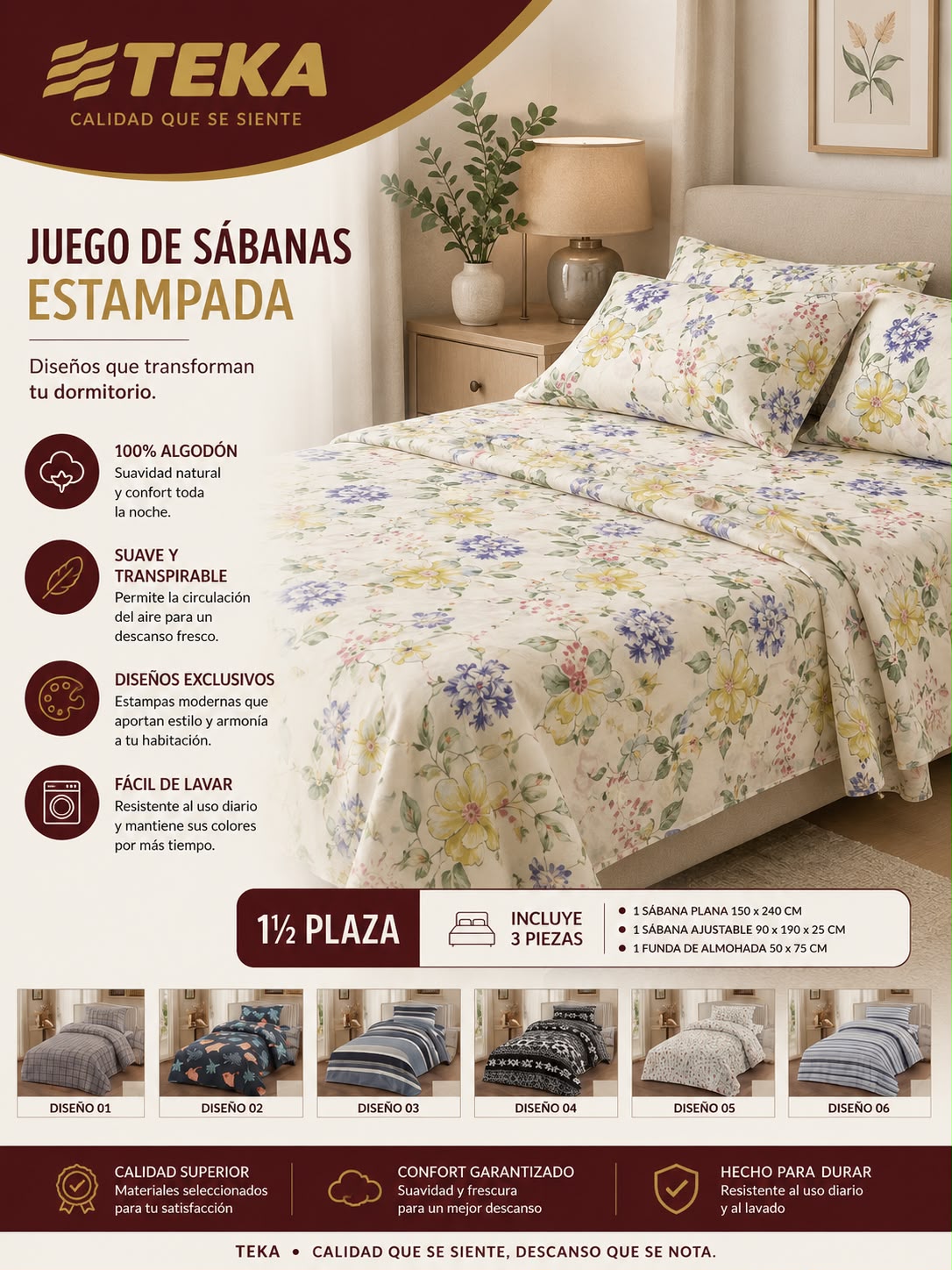 juego-de-sabanas-estampadas-teka
