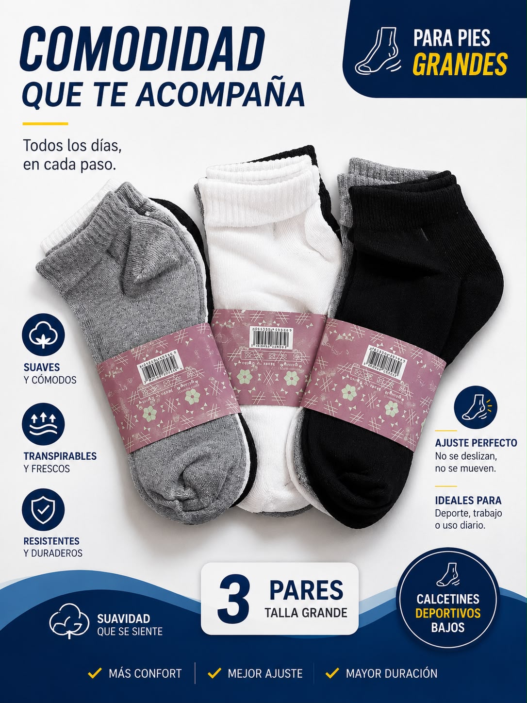 PACK X3 - MEDIAS TOBILLERAS UNISEX